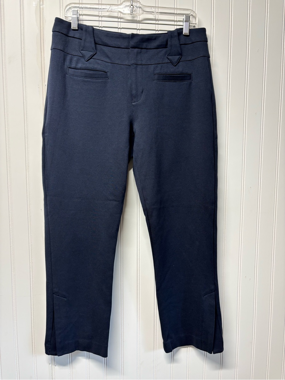 Cabi Dress Pants Slacks Size 10 Navy Blue Ankle Slit (STRETCH)